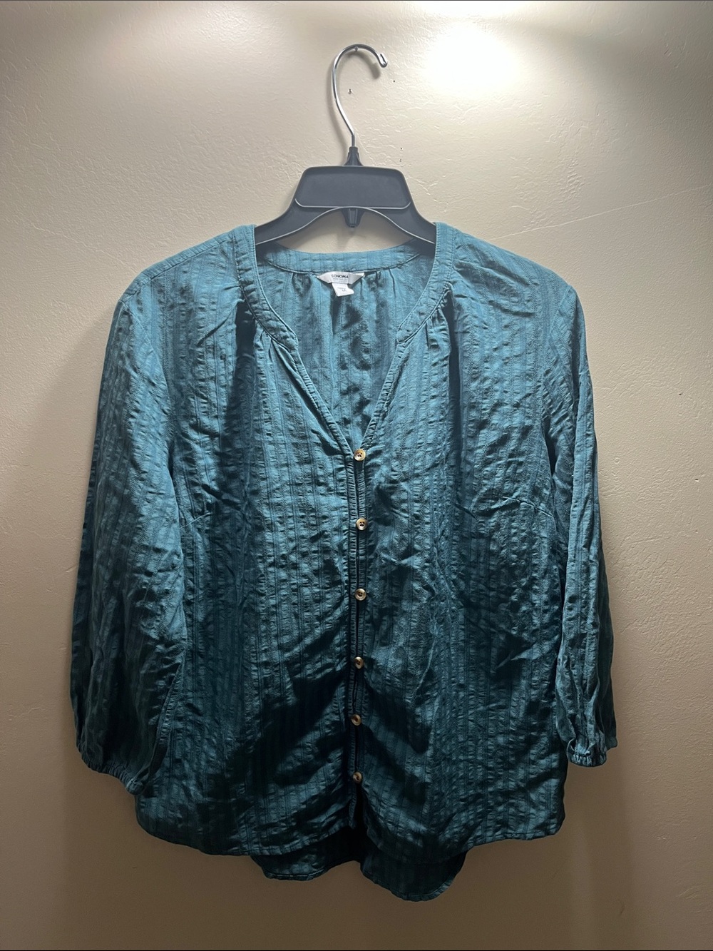 Sonoma Teal Textured Button-Front Top